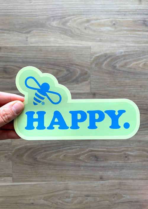 Bee Happy Sticker : Green/Blue
