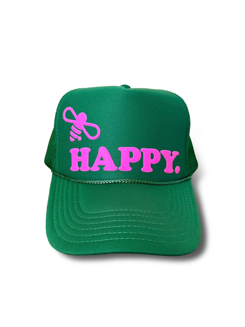 Bee Happy Trucker : Green/Pink