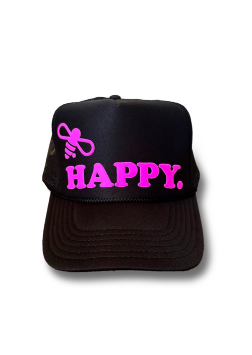 Bee Happy Trucker : Black/Pink